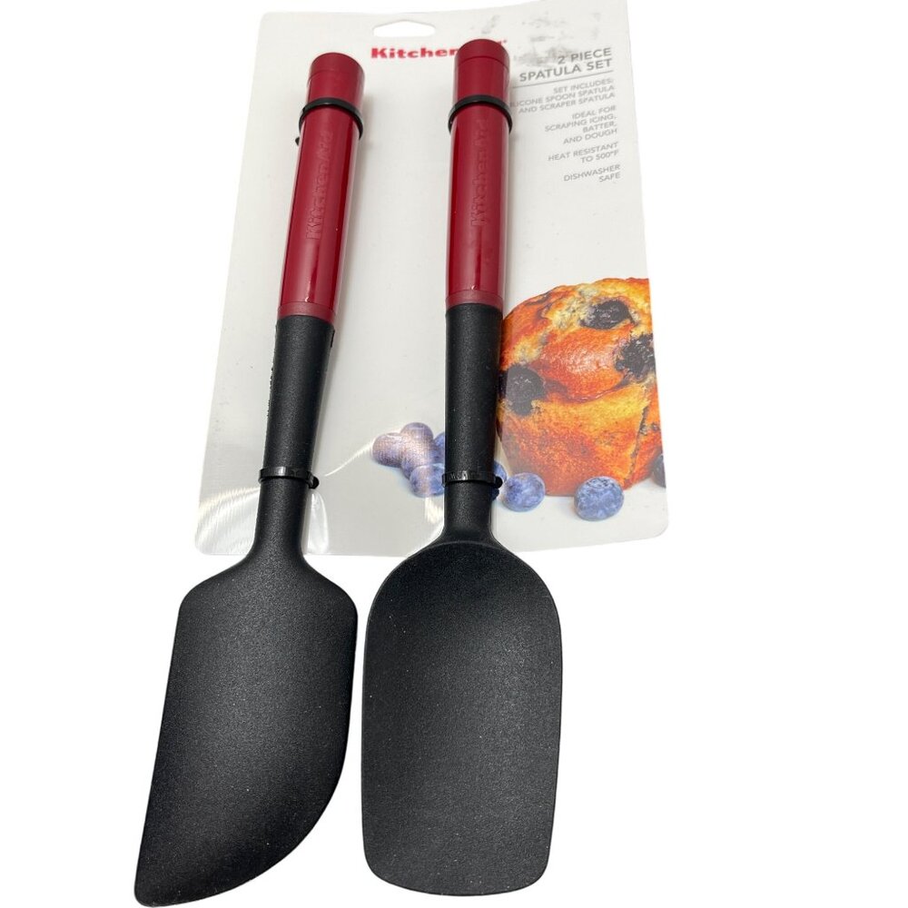KitchenAid RED 2 Piece Spatula Set With Silicone Spoon & Scraper‎